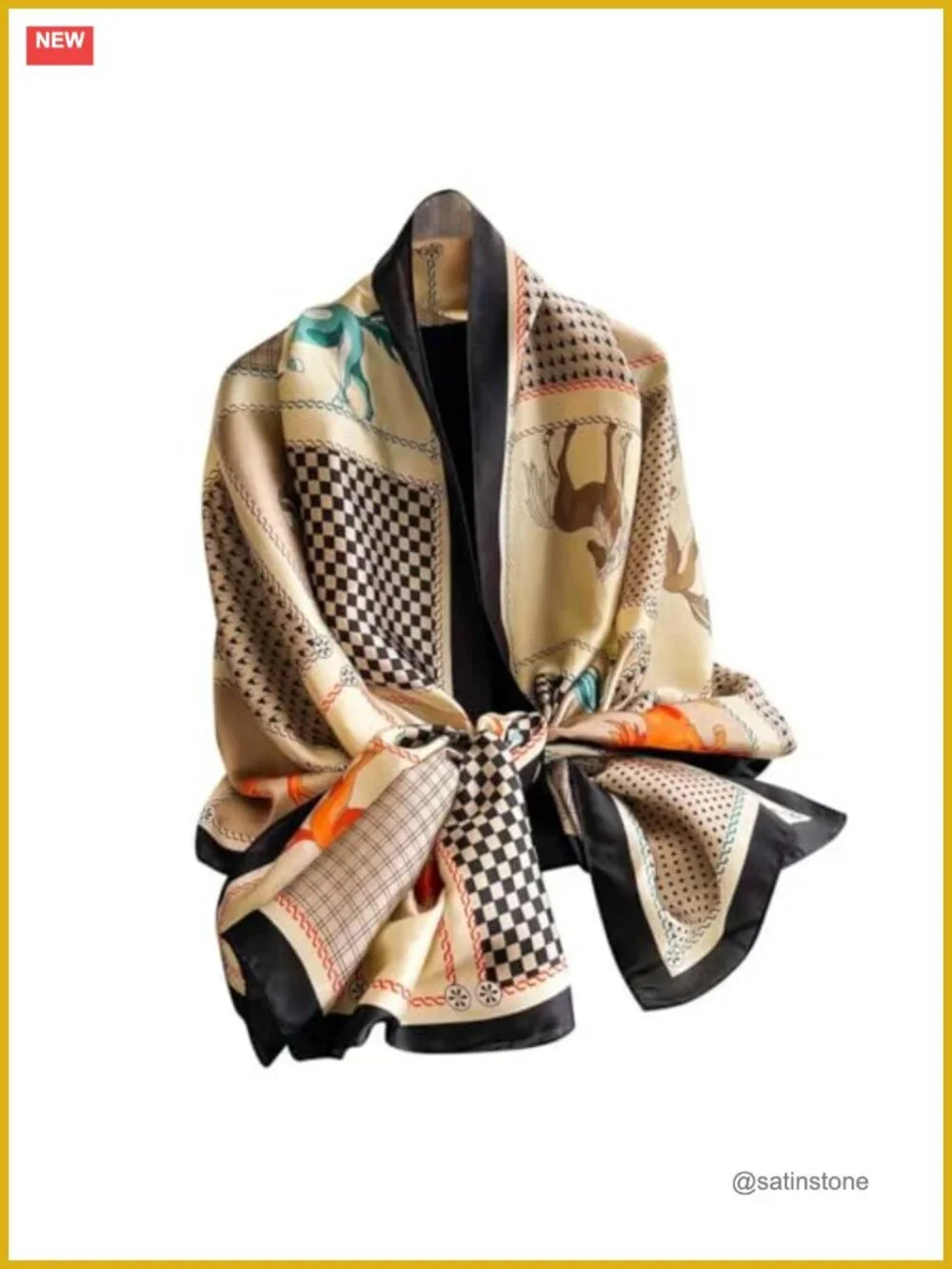 Satin Silk Feeling Floral Scarf Wrap Shawl Lightweight Women